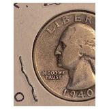 1940-D Washington silver quarter