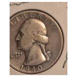 1940-D Washington silver quarter