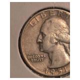 1951-D Washington silver quarter