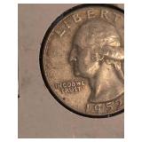 1952-D Washington silver quarter