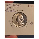 1955 Washington silver quarter