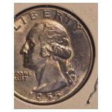 1955 Washington silver quarter