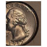 1962 BU Washington silver quarter