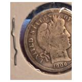 1906-S Barber silver dime