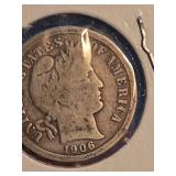 1906-S Barber silver dime