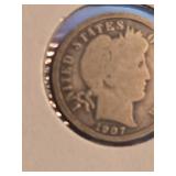1907 Barber silver dime