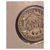 1907 Barber silver dime