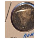 1908 Barber silver dime