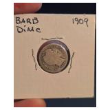 1909 Barber silver dime