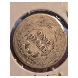 1909 Barber silver dime