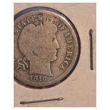 1916 Barber silver dime