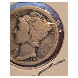 1917 Mercury silver dime