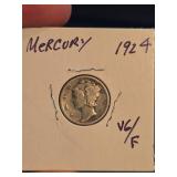 1924 Mercury silver dime