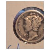 1928 Mercury silver dime