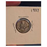 1937 Mercury silver dime