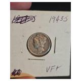 1943-S Mercury silver dime