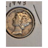 1943 Mercury silver dime