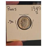 1949-S Roosevelt silver dime