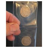 1907 and 1908 V nickles