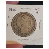 1906 Barber silver half dollar