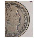 1906 Barber silver half dollar