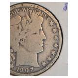 1907-O Barber silver half dollar