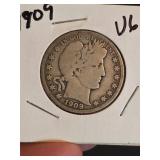 1909 Barber silver half dollar