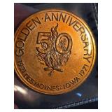 1950s Golden Anniversary Des Moines Iowa Commemorative Medal