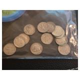 Lot of 12 Roosevelt silver dimes