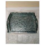 Decorative Blue Mosaic Serving Trays (functional some surface defects along top edges shown in pictures.)