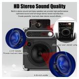 FACTORY SEALED - JYX Karaoke Machine with Two Wireless Microphones, Portable Bluetooth Speaker with Bass/Treble Adjustment, PA System with Remote Control, LED Lights,Supports TF Card/USB, AUX IN, FM, 