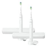 APPEARS NEW - Philips Sonicare Electric Toothbrush with Professional Clean 2-Pack Bundle, Rechargeable Electric ToothBrush with Travel Case, White  - Retail: $139