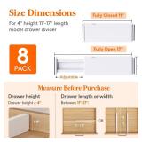 FACTORY SEALED - Lifewit 8 Pack Drawer Dividers 4 High,11-17" Adjustable Dresser Drawer Organizers for Clothes, Expandable Dresser Separators in Bedroom/Bathroom/Kitchen/Vanity/Office Organization and