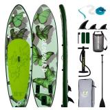 APPEARS NEW - OROHBOARD 10â6 Inflatable Stand Up Paddle Board with Premium Paddleboards Accessories, Wide Stable Designed SUP Paddleboard for Adults & Youth. (Butterfly) (Missing Removable fins) 