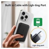APPEARS NEW - EMNT Mini Portable Charger, 5200mAh External Battery Pack with Built-in Cable, and Foldable Stand, Power Bank for iPhone 14/13/12/11 Pro/Pro