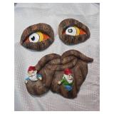 Hand-painted Tree Spirit Face with Garden Gnomes