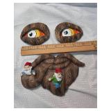 Hand-painted Tree Spirit Face with Garden Gnomes
