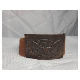 US Military Eagle Belt Buckle with Leather Belt