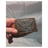 US Military Eagle Belt Buckle with Leather Belt