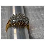 14K Gold Diamond Cluster Ring
