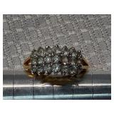 14K Gold Diamond Cluster Ring