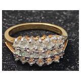 14K Gold Diamond Cluster Ring