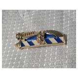 Blue and White Striped Enamel Hockey Pin