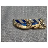 Blue and White Striped Enamel Hockey Pin