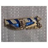 Blue and White Striped Enamel Hockey Pin