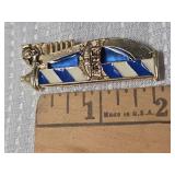 Blue and White Striped Enamel Hockey Pin