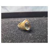 Gold Tone Crosshatch Pattern Ring