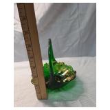 Emerald Glass Basket with Gold Moriage Detail