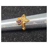 Gold Amethyst Crystal Ring