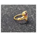 Gold Amethyst Crystal Ring